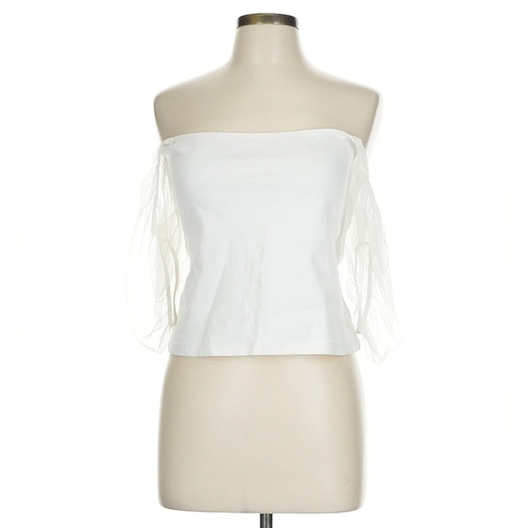 Free People Intimately Off-Shoulder Mesh Sleeve Top | Size L | NWT - Picture 2 of 7